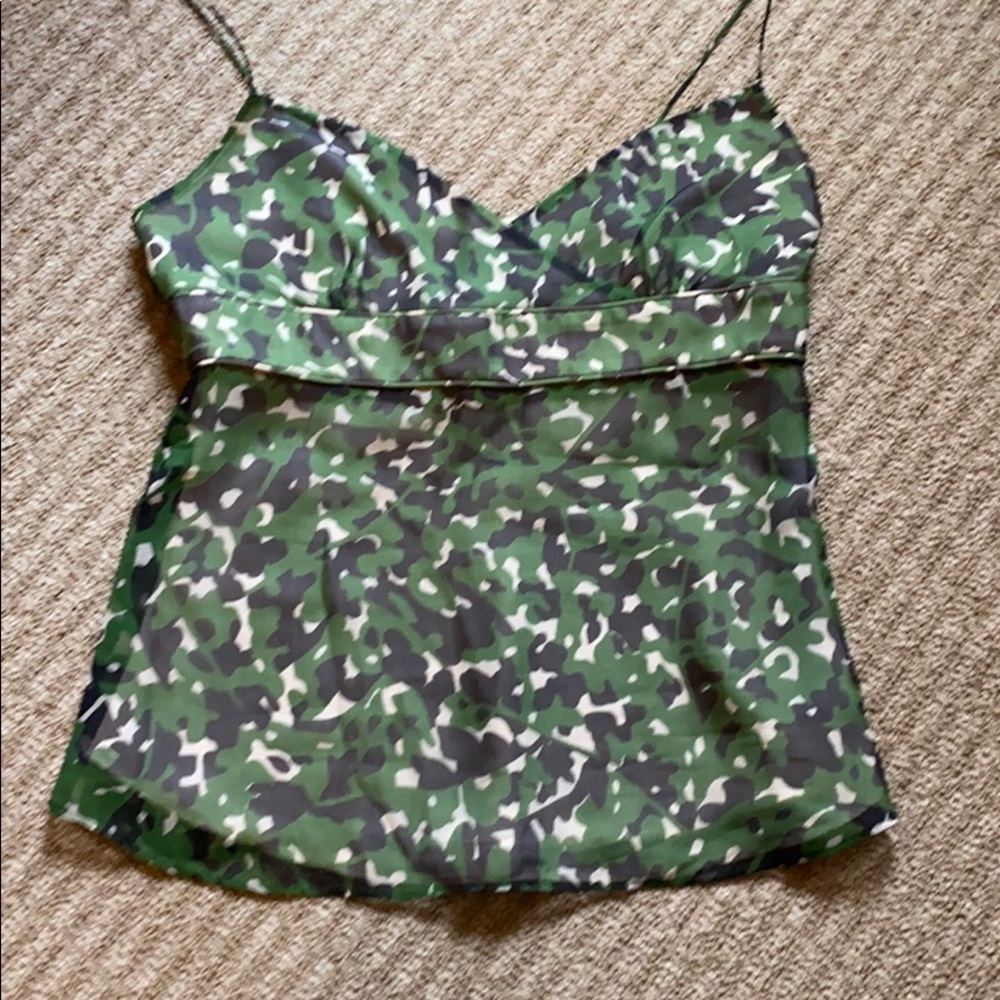JCrew camo silk top size small